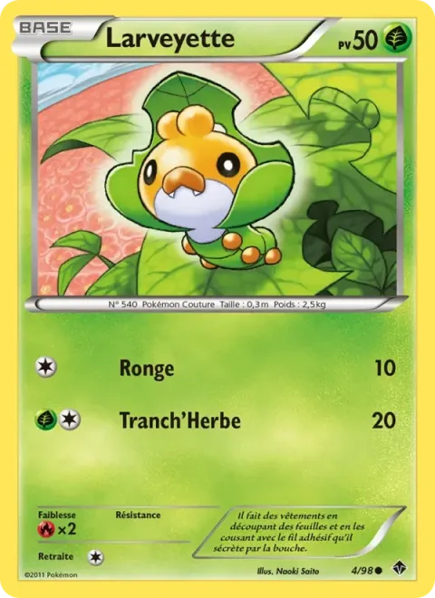 Carte Pokémon Larveyette 004/098, extension Pouvoirs Émergents
