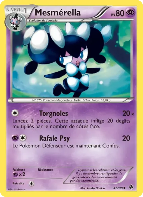 Carte Pokémon Mesmérella 045/098, extension Pouvoirs Émergents