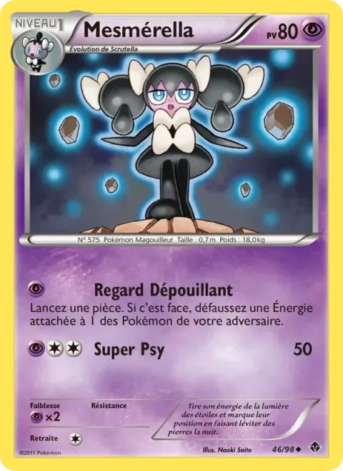 Carte Pokémon Mesmérella 046/098, extension Pouvoirs Émergents