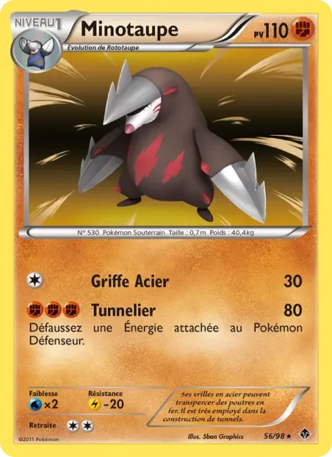 Carte Pokémon Minotaupe 056/098, extension Pouvoirs Émergents