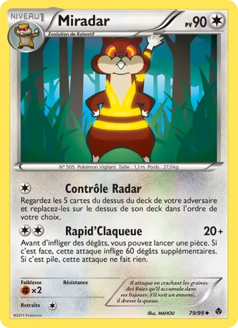 Carte Pokémon Miradar 079/098, extension Pouvoirs Émergents