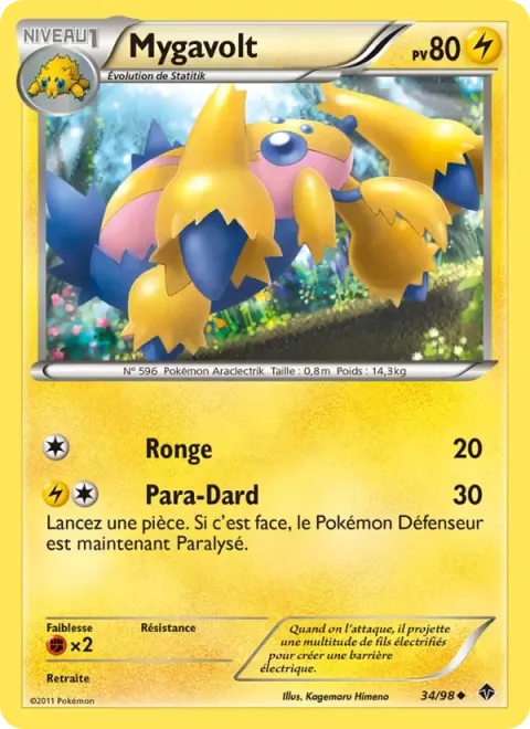 Carte Pokémon Mygavolt 034/098, extension Pouvoirs Émergents