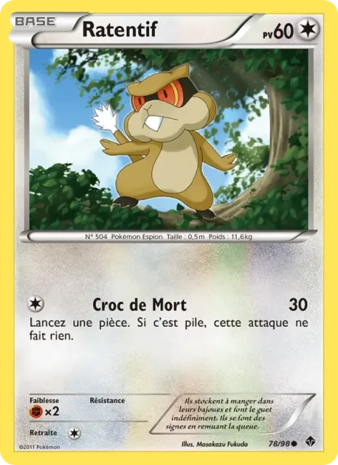 Carte Pokémon Ratentif 078/098, extension Pouvoirs Émergents