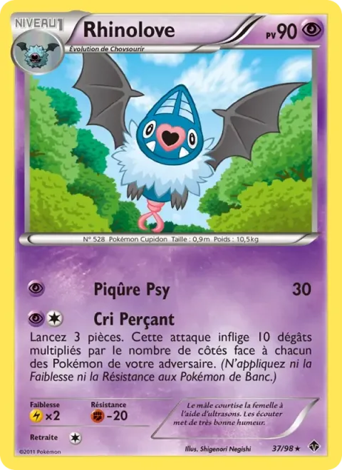 Carte Pokémon Rhinolove 037/098, extension Pouvoirs Émergents