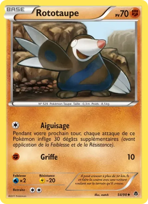 Carte Pokémon Rototaupe 054/098, extension Pouvoirs Émergents