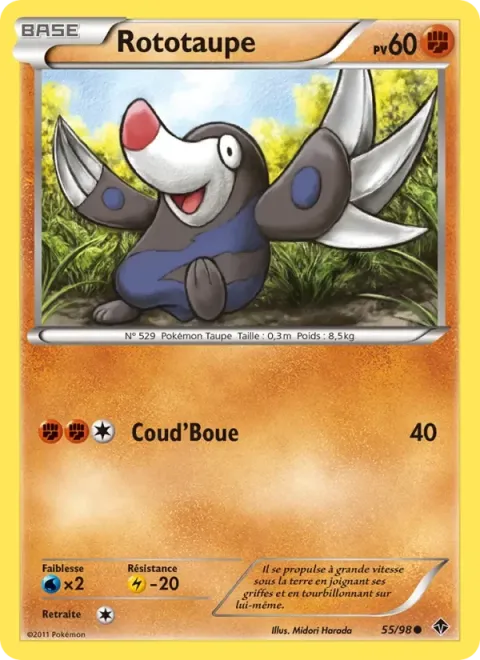 Carte Pokémon Rototaupe 055/098, extension Pouvoirs Émergents