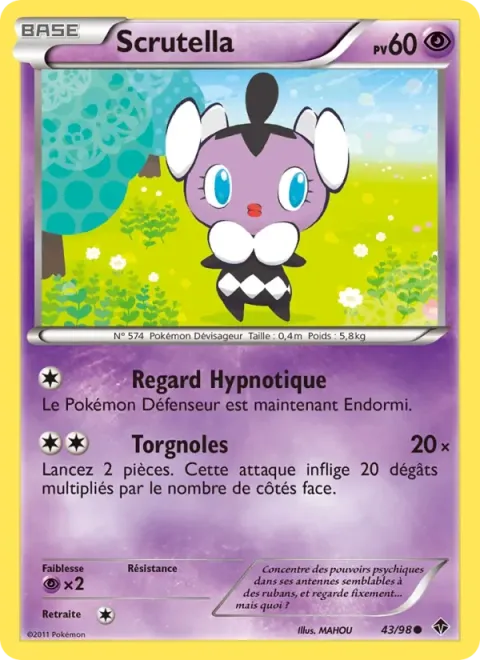 Carte Pokémon Scrutella 043/098, extension Pouvoirs Émergents