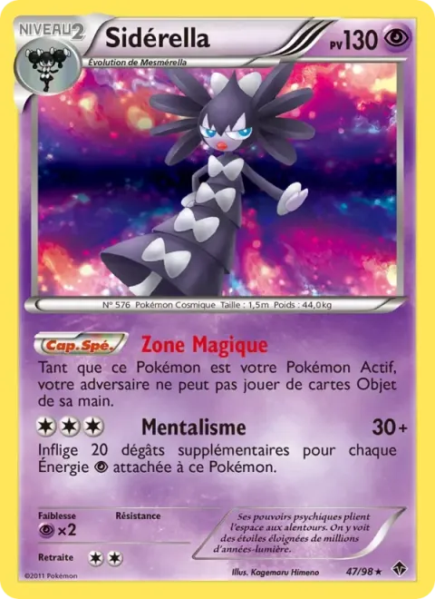 Carte Pokémon Sidérella 047/098, extension Pouvoirs Émergents
