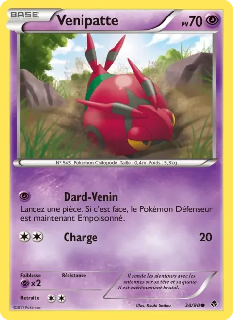 Carte Pokémon Venipatte 038/098, extension Pouvoirs Émergents