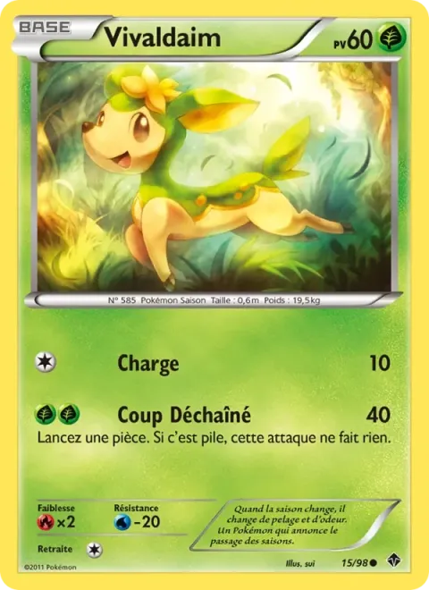 Carte Pokémon Vivaldaim 015/098, extension Pouvoirs Émergents