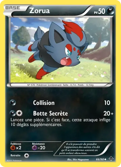 Carte Pokémon Zorua 066/098, extension Pouvoirs Émergents