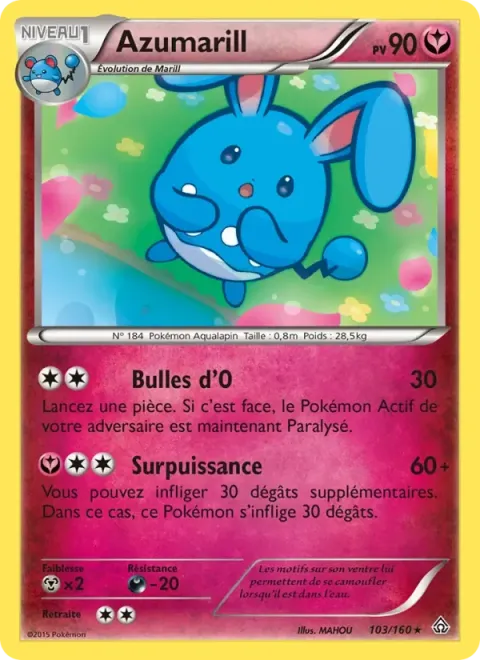 Carte Pokémon Azumarill 103/160, extension Primo-Choc