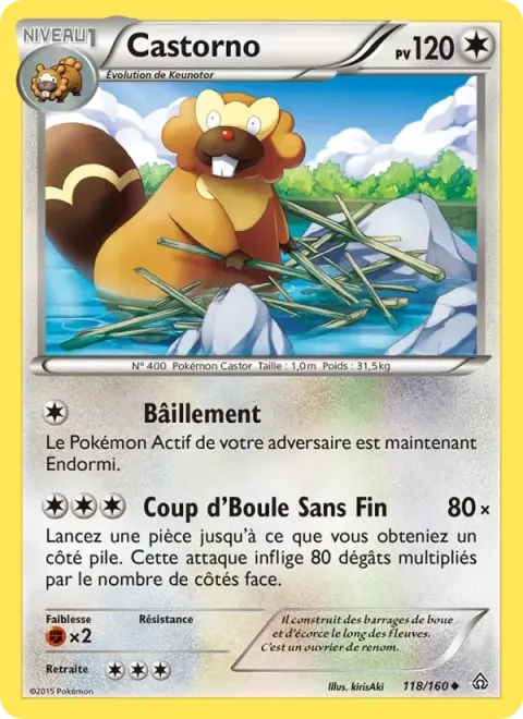 Carte Pokémon Castorno 118/160, extension Primo-Choc