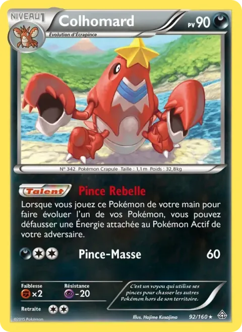Carte Pokémon Colhomard 092/160, extension Primo-Choc