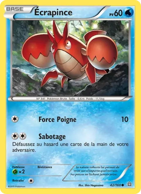 Carte Pokémon Écrapince 042/160, extension Primo-Choc