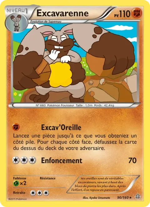 Carte Pokémon Excavarenne 090/160, extension Primo-Choc