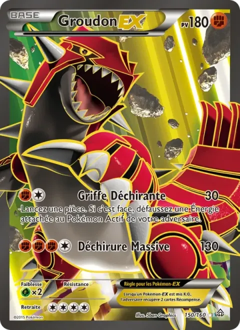 Carte Pokémon Groudon EX 150/160, extension Primo-Choc