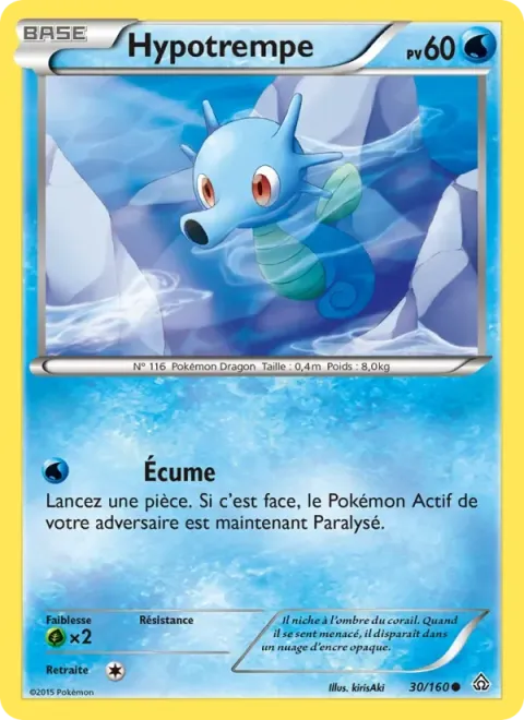 Carte Pokémon Hypotrempe 030/160, extension Primo-Choc