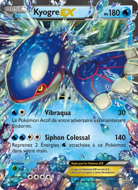 Carte Pokémon Kyogre EX 054/160, extension Primo-Choc