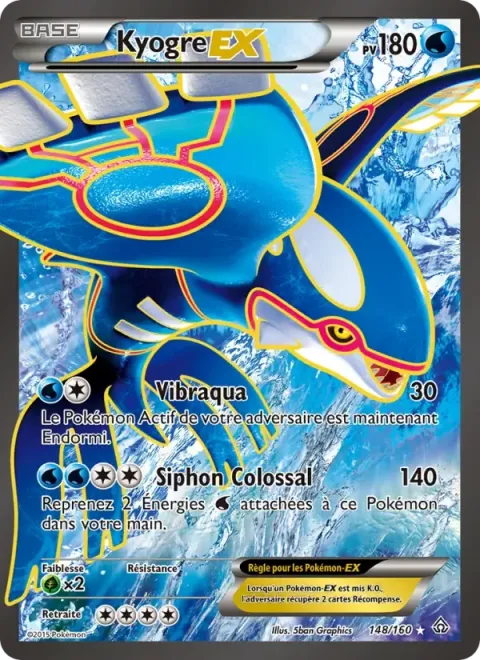 Carte Pokémon Kyogre EX 148/160, extension Primo-Choc
