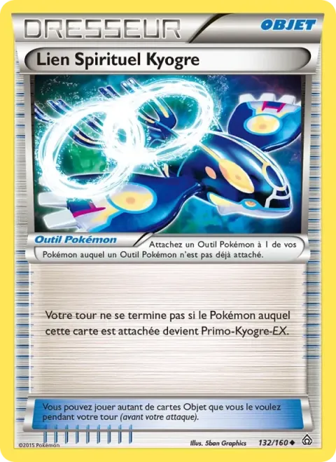 Carte Pokémon Lien Spirituel Kyogre 132/160, extension Primo-Choc