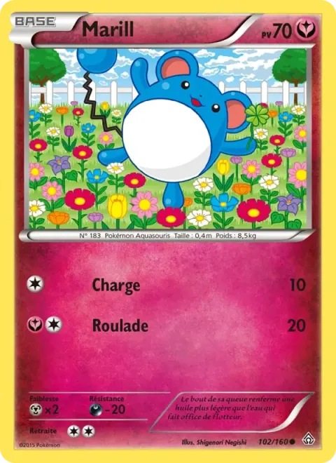 Carte Pokémon Marill 102/160, extension Primo-Choc
