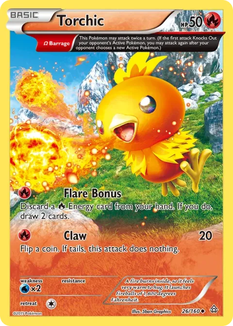 Carte Pokémon Poussifeu 026/160, extension Primo-Choc