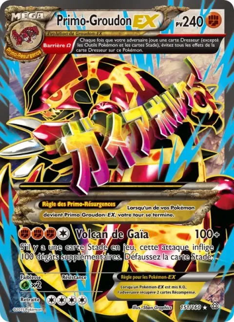 Carte Pokémon Primo-Groudon EX 151/160, extension Primo-Choc