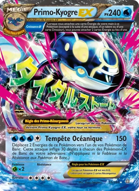 Carte Pokémon PrimoKyogre EX 055/160, extension Primo-Choc