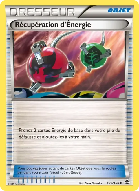 Carte Pokémon Récupération d’Énergie 126/160, extension Primo-Choc
