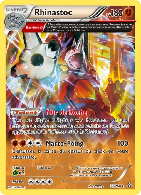 Carte Pokémon Rhinastoc 077/160, extension Primo-Choc