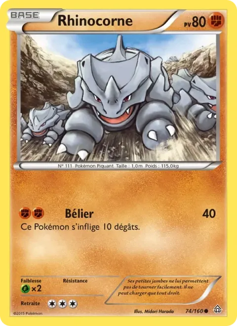 Carte Pokémon Rhinocorne 074/160, extension Primo-Choc