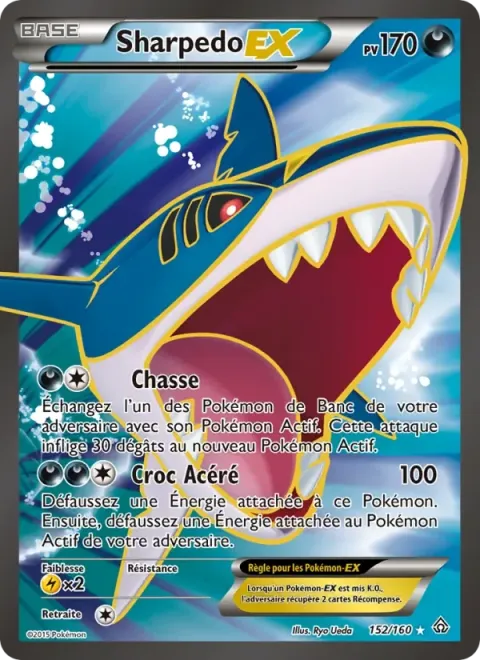 Carte Pokémon Sharpedo EX 152/160, extension Primo-Choc