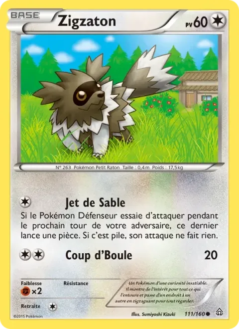 Carte Pokémon Zigzaton 111/160, extension Primo-Choc
