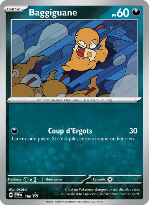 Carte Pokémon Baggiguane 186, extension SVP Black Star Promos