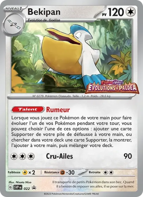 Carte Pokémon Bekipan 022, extension SVP Black Star Promos