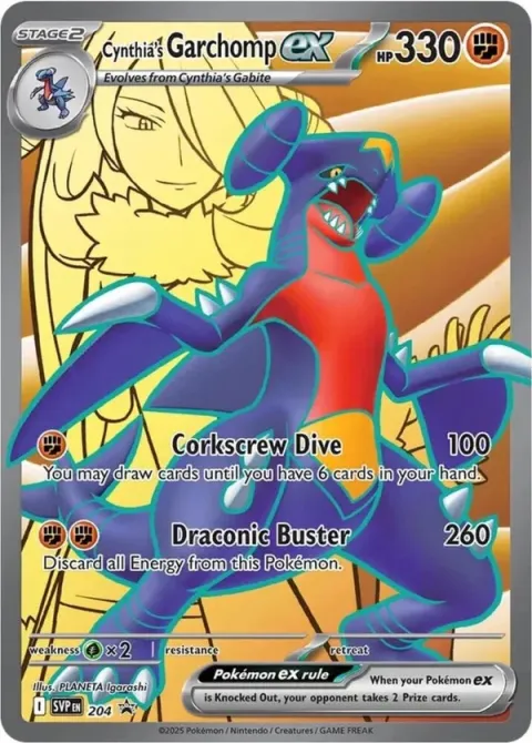 Carte Pokémon Carchacrock-ex de Cynthia 204, extension SVP Black Star Promos
