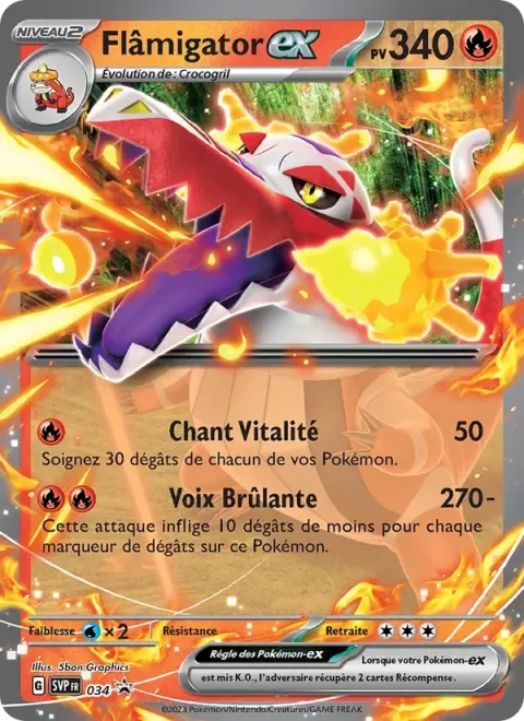 Carte Pokémon Flâmigator-ex 034, extension SVP Black Star Promos
