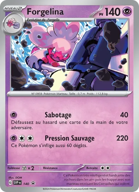 Carte Pokémon Forgelina 140, extension SVP Black Star Promos