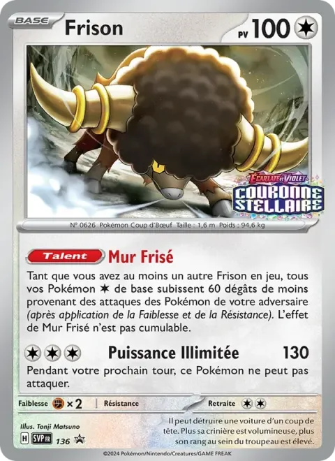Carte Pokémon Frison 136, extension SVP Black Star Promos
