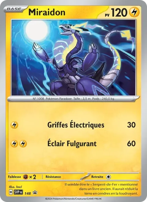 Carte Pokémon Miraidon 148, extension SVP Black Star Promos