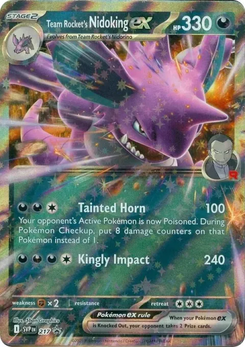 Carte Pokémon Nidoking-ex de la Team Rocket 217, extension SVP Black Star Promos
