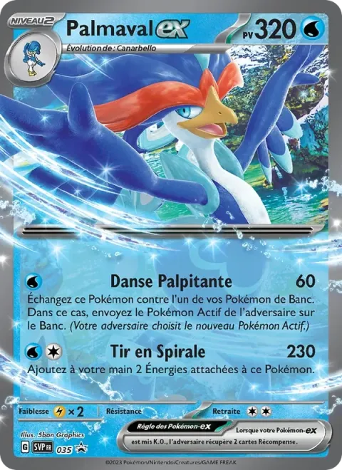 Carte Pokémon Palmaval-ex 035, extension SVP Black Star Promos