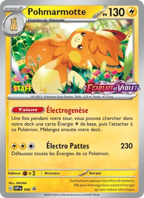 Carte Pokémon Pohmarmotte 006, extension SVP Black Star Promos
