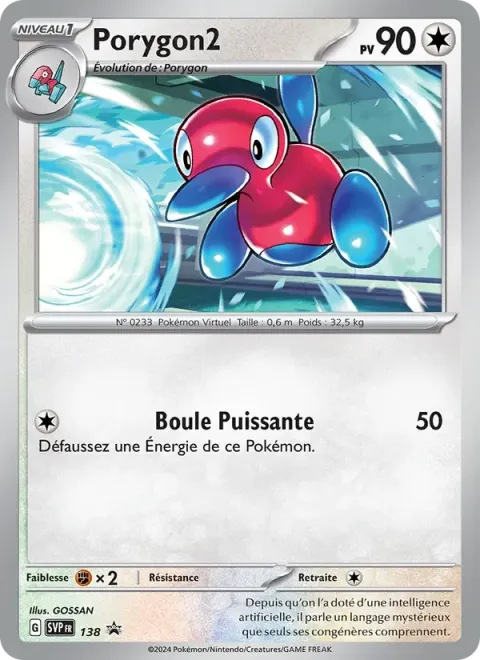 Carte Pokémon Porygon2 138, extension SVP Black Star Promos