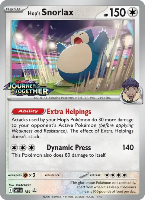 Carte Pokémon Ronflex de Nabil 184, extension SVP Black Star Promos