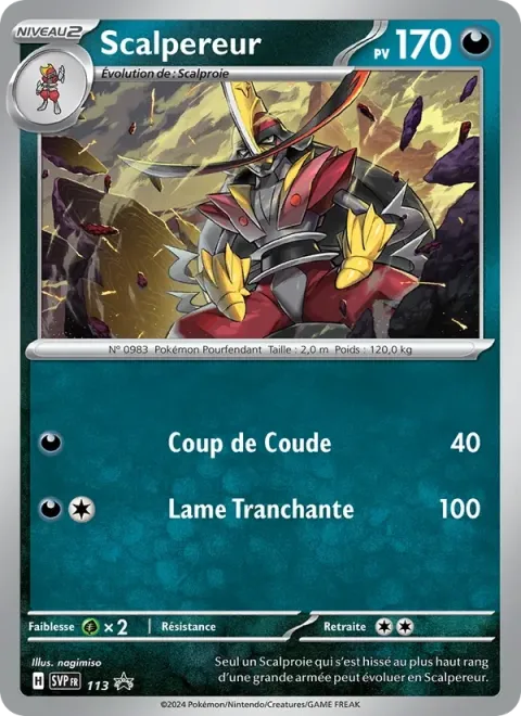 Carte Pokémon Scalpereur 113, extension SVP Black Star Promos