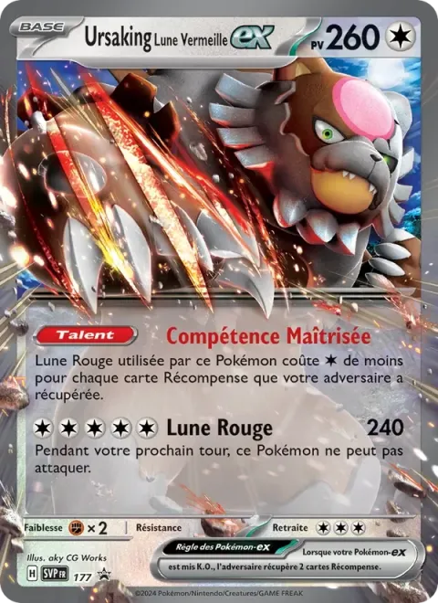 Carte Pokémon Ursaking Lune Vermeille-ex 177, extension SVP Black Star Promos