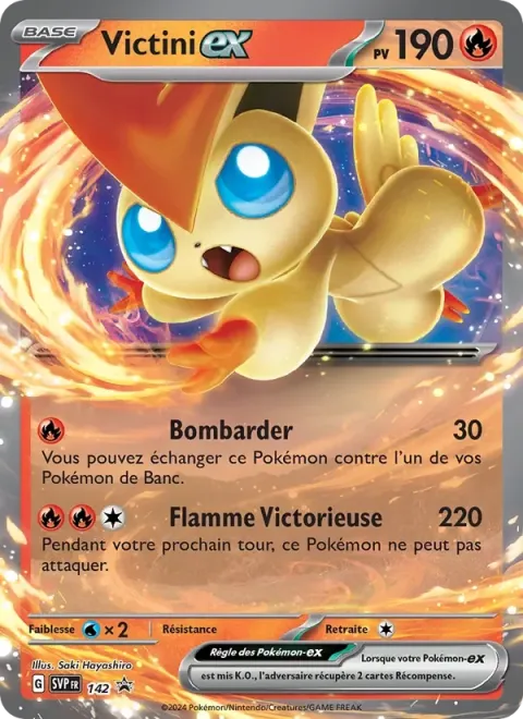 Carte Pokémon Victini-ex 142, extension SVP Black Star Promos