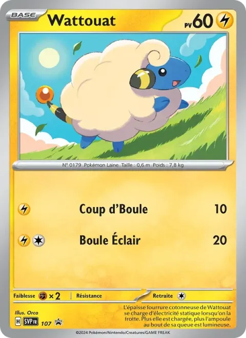 Carte Pokémon Wattouat 107, extension SVP Black Star Promos